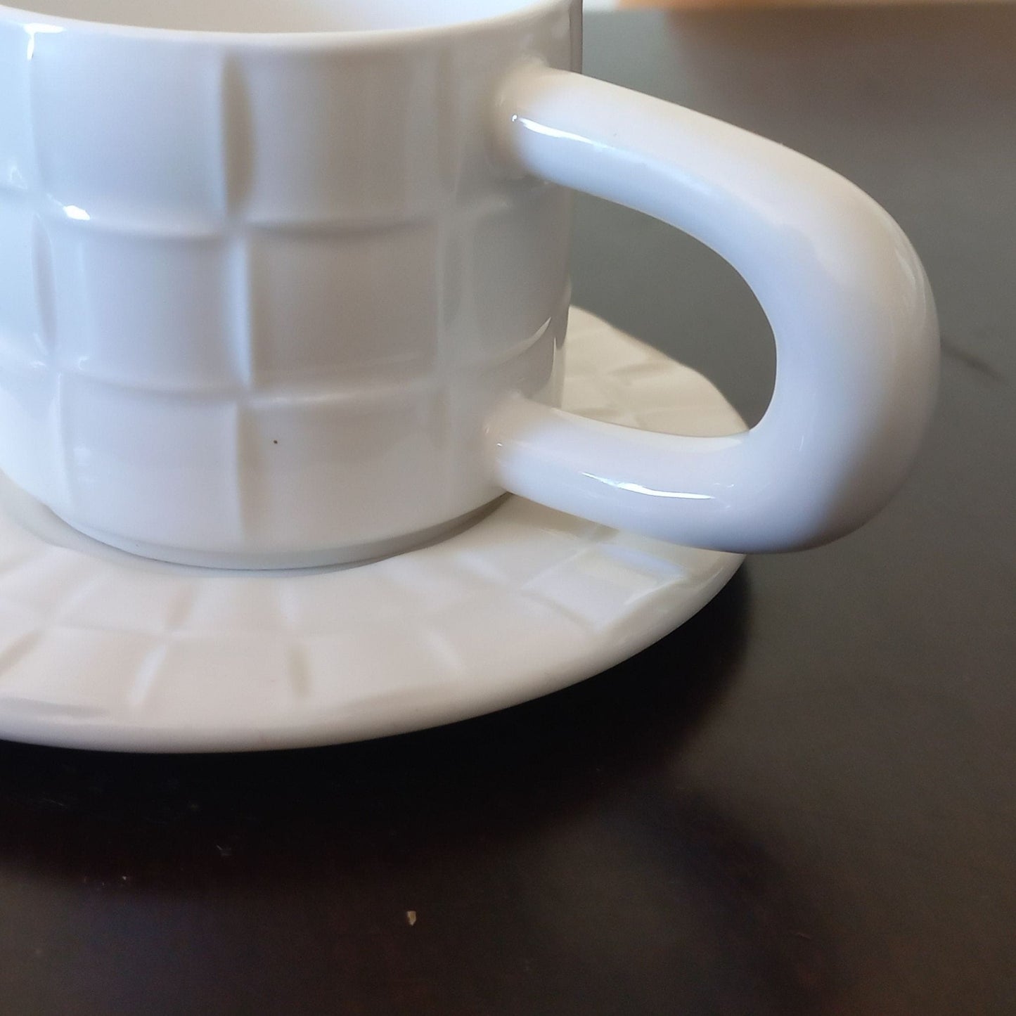 Earth & Artisan Block Grid Ceramic Espresso Cups (6 pcs)
