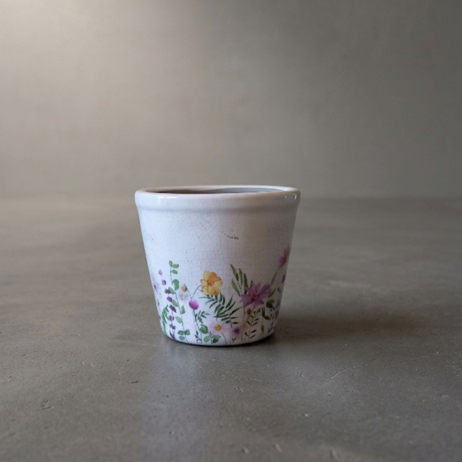 Earth & Artisan Wildflower Crackle Ceramic Plant Pot