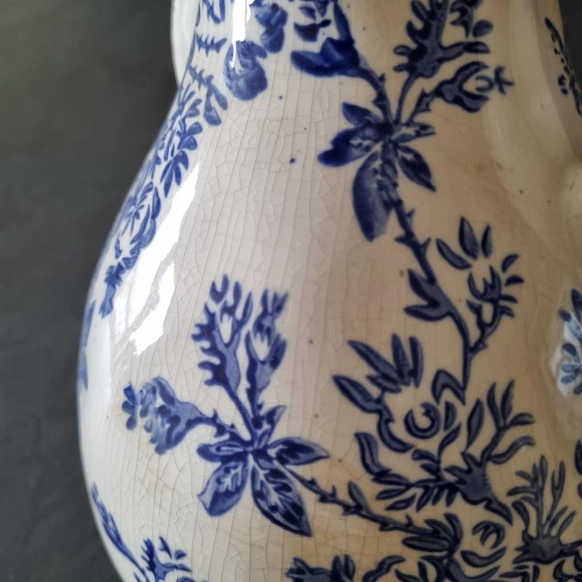 Vintage Floral Double-Handled Ceramic Vase