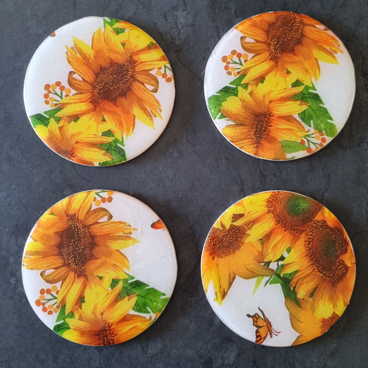 Artisanal Resin Floral Tabletop Coasters (Set of 4)