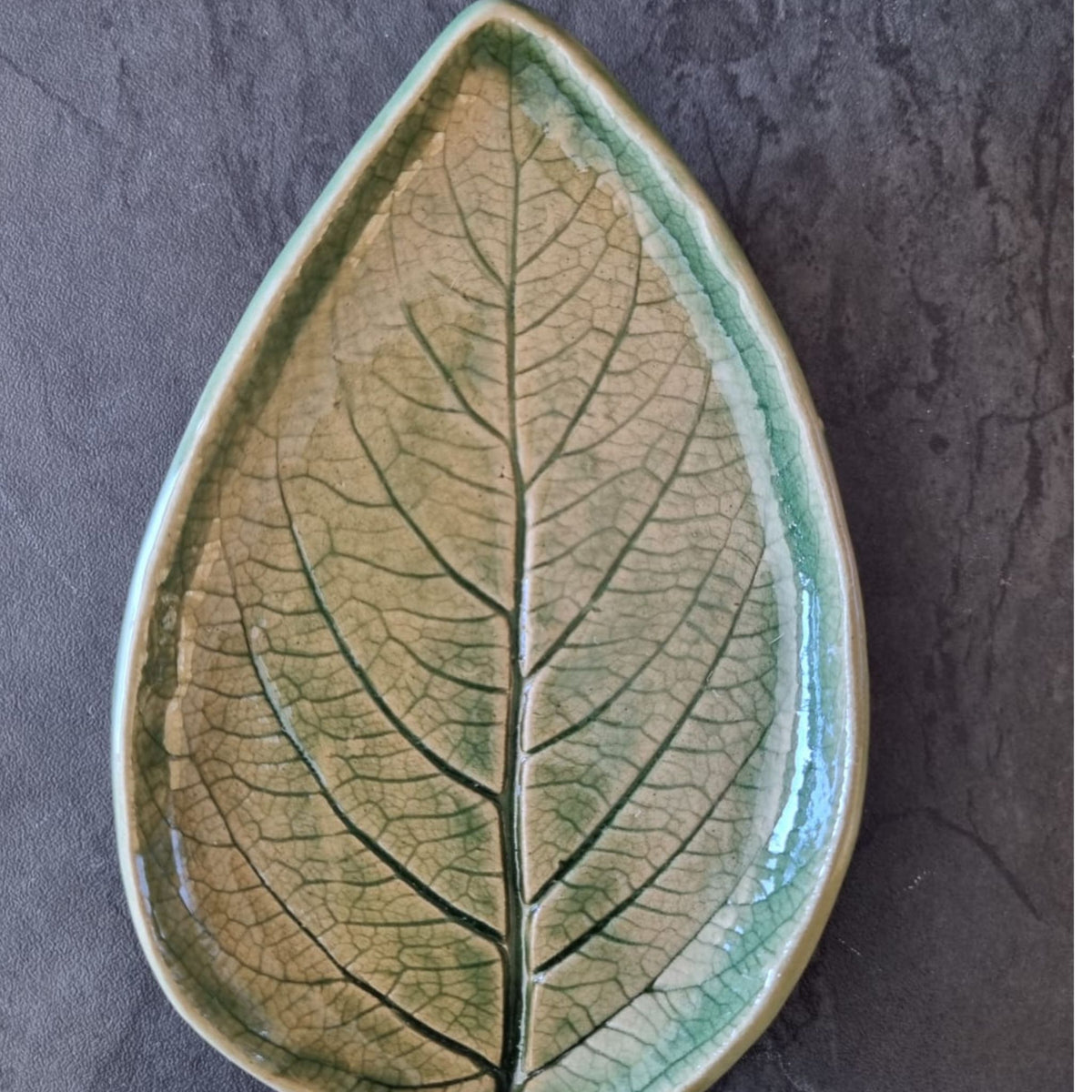 Green Ceramic Leaf Trinket Dish