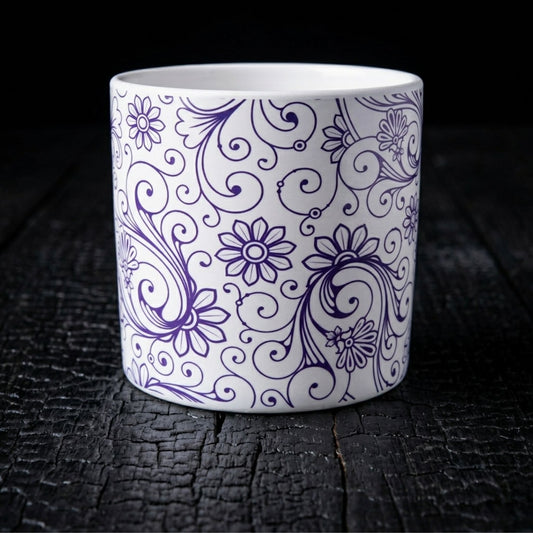 Blue Floral Filigree Ceramic Pot | The Cobalt Bloom