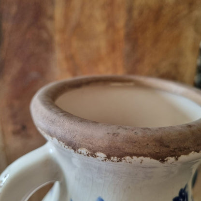 Vintage Floral Double-Handled Ceramic Vase
