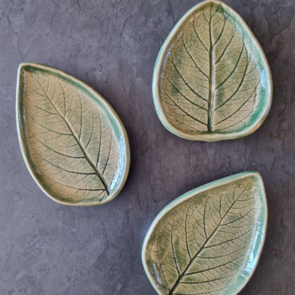 Green Ceramic Leaf Trinket Dish