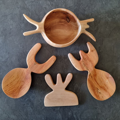 Sculptural Wooden Tapas & Serving Set (4-Piece)