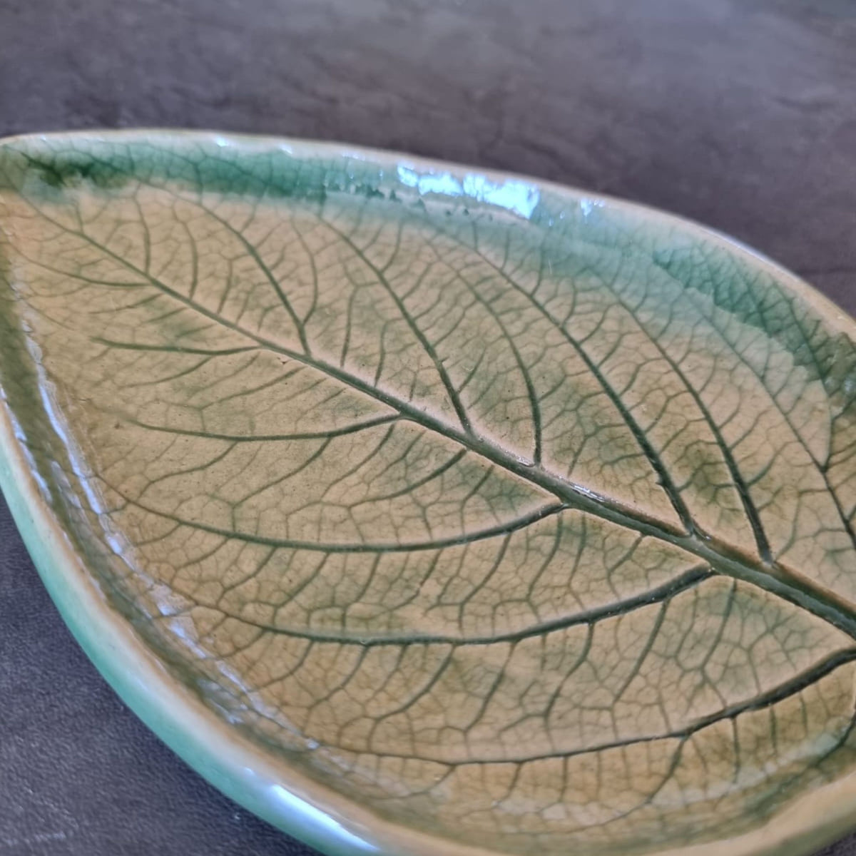 Green Ceramic Leaf Trinket Dish