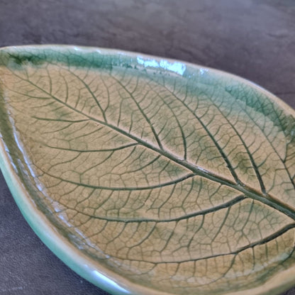 Green Ceramic Leaf Trinket Dish