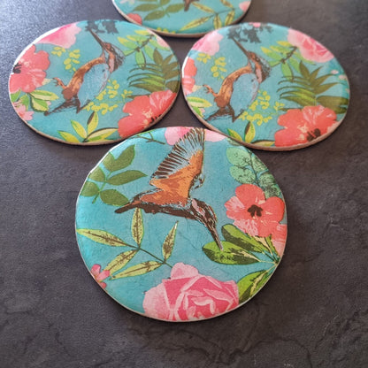 Artisanal Resin Floral Tabletop Coasters (Set of 4)