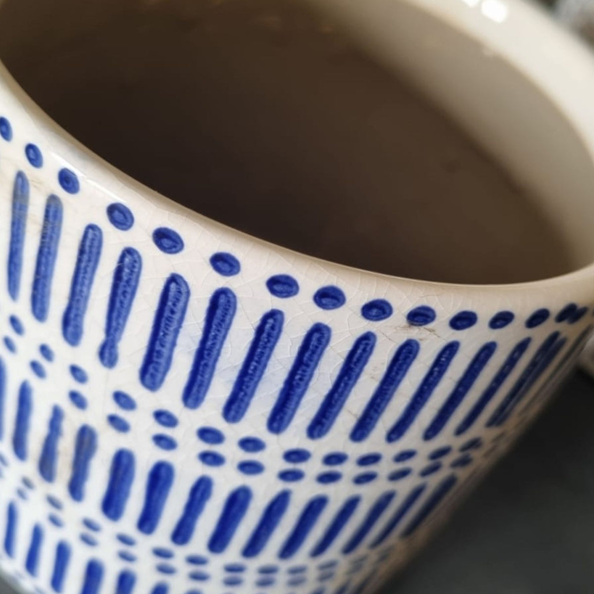 Blue & White Geometric Ceramic Planter
