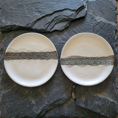 Stone White Embossed Side Plates | Set of 2