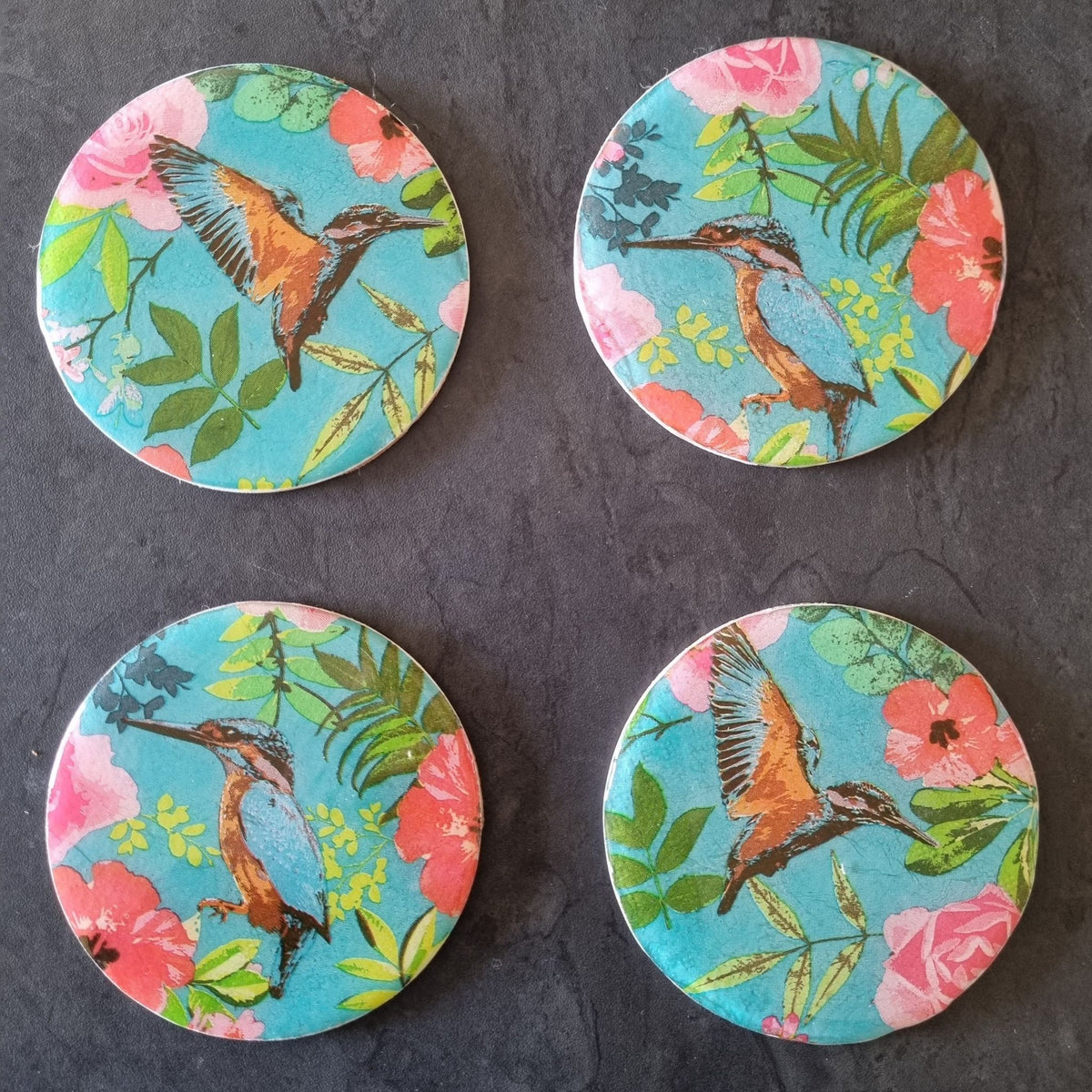 Artisanal Resin Floral Tabletop Coasters (Set of 4)
