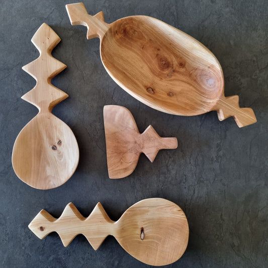 Geometric Pine Tapas & Serving Set (4-Piece)