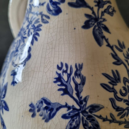 Vintage Floral Double-Handled Ceramic Vase
