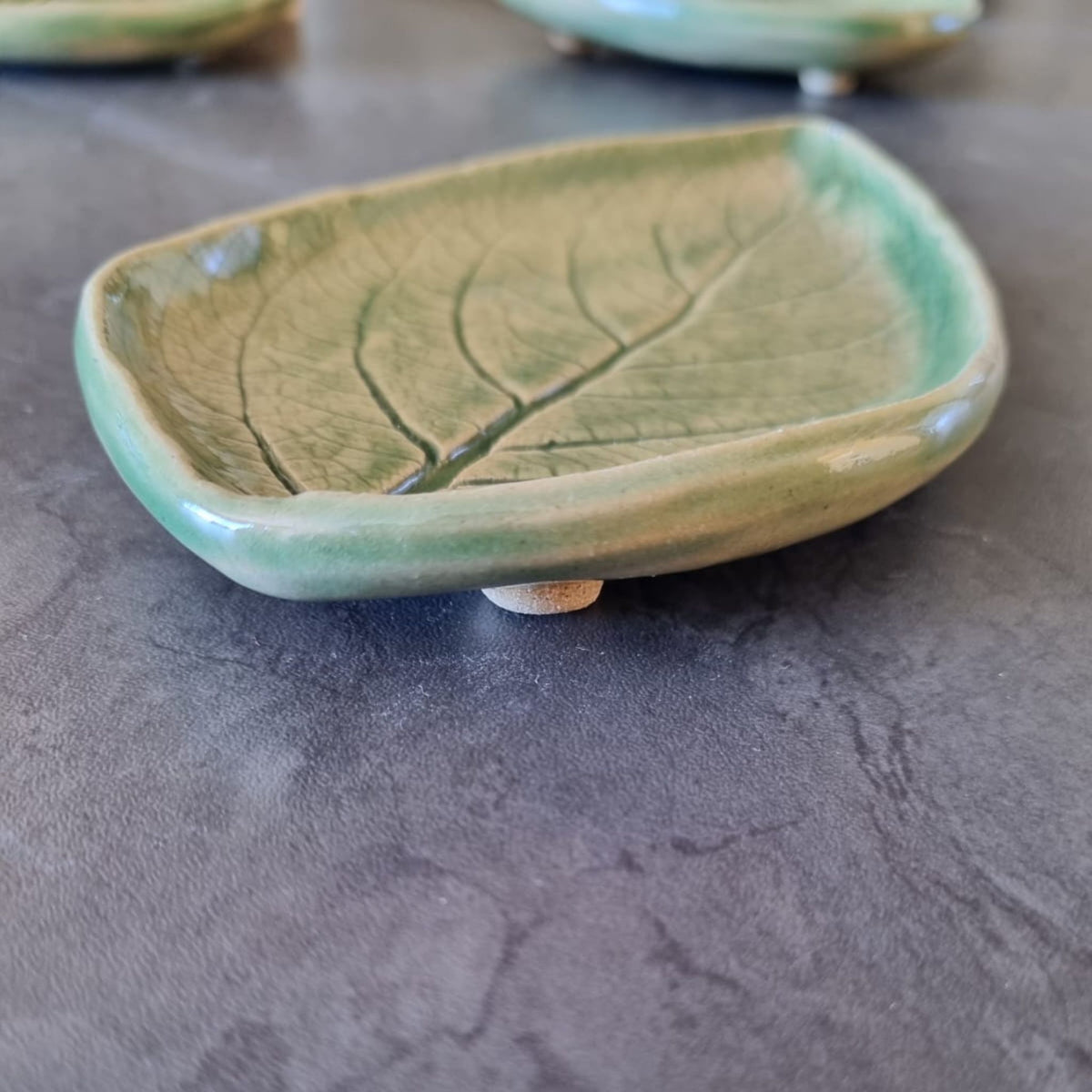 Green Ceramic Leaf Trinket Dish