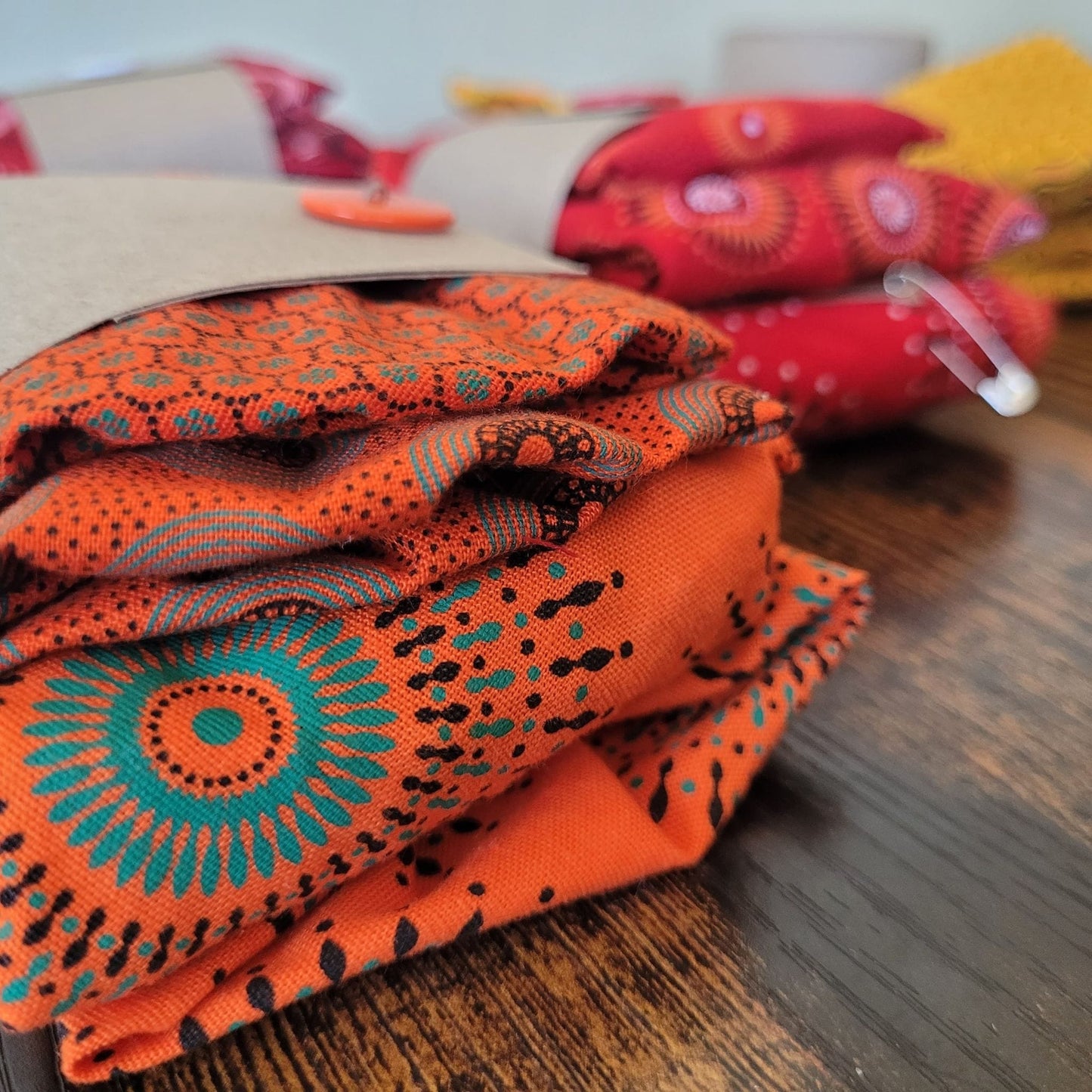 Earth & Artisan Orange Elasticated Shweshwe Fabric Bowl Cover Set | The Heritage Wrap