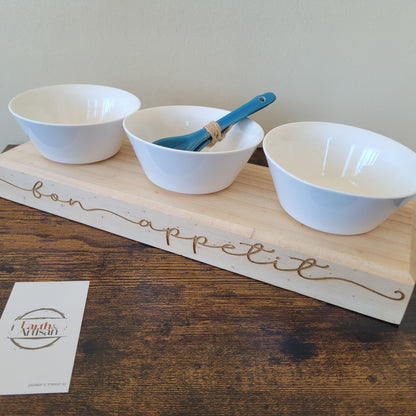Engraved Wooden Snack Trio | The Bon Appétit Block