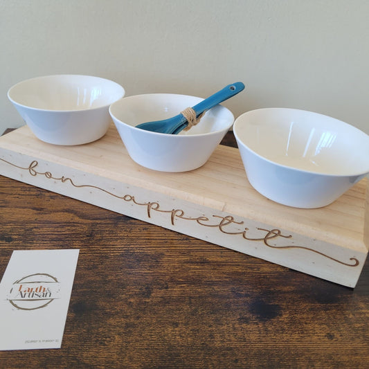 Engraved Wooden Snack Trio | The Bon Appétit Block