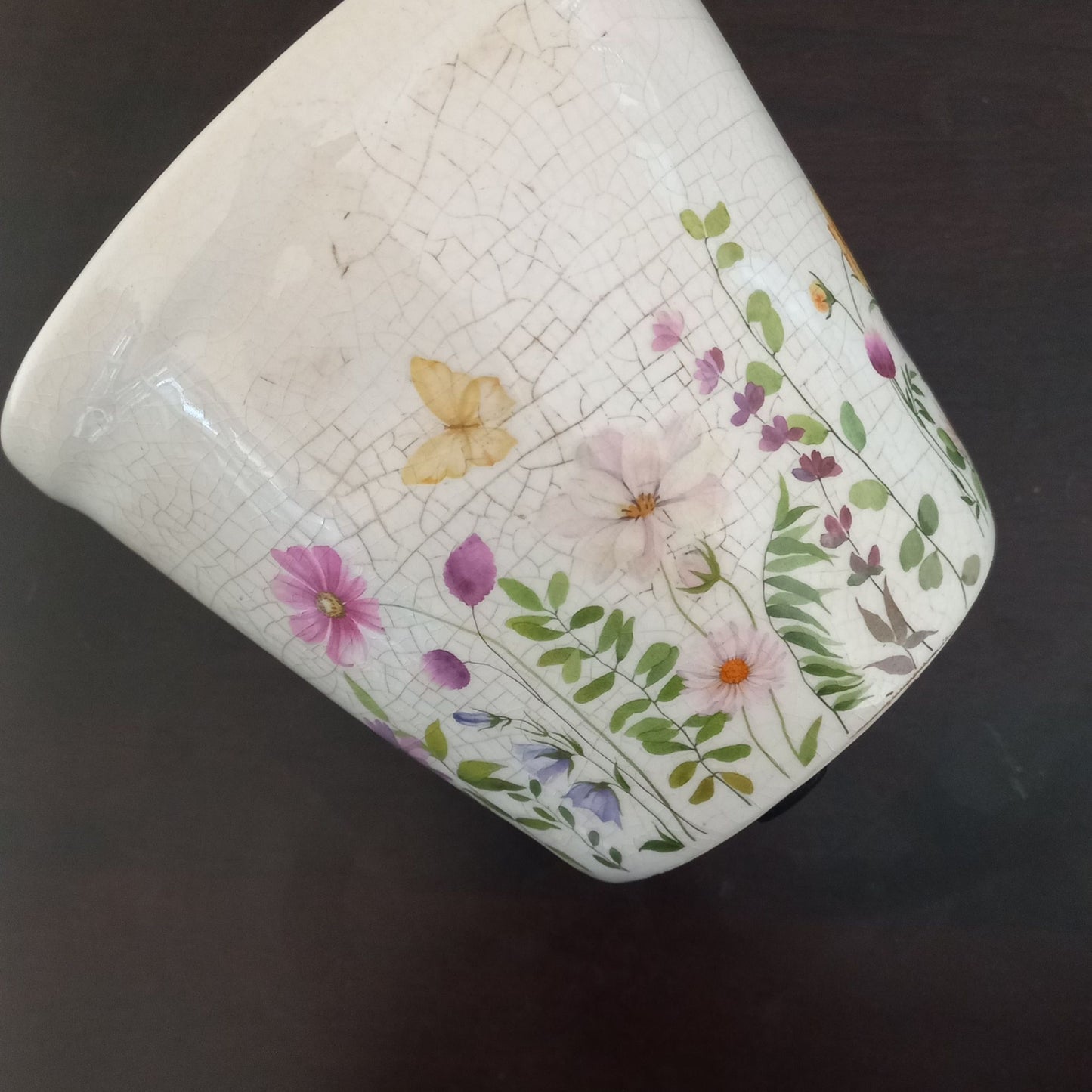Wildflower Crackle Ceramic Planter