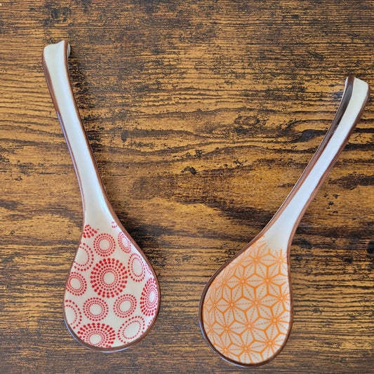Patterned Ceramic Soup Spoons | Set of 2