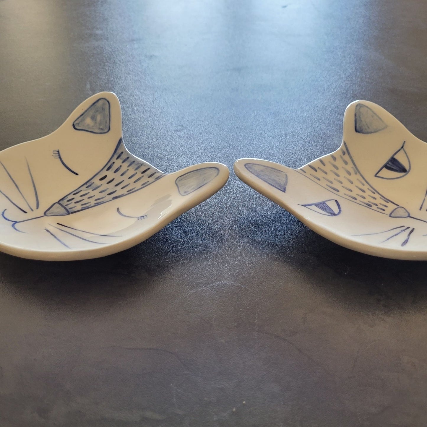Hand-Painted Cat Trinket Trays | Set of 2