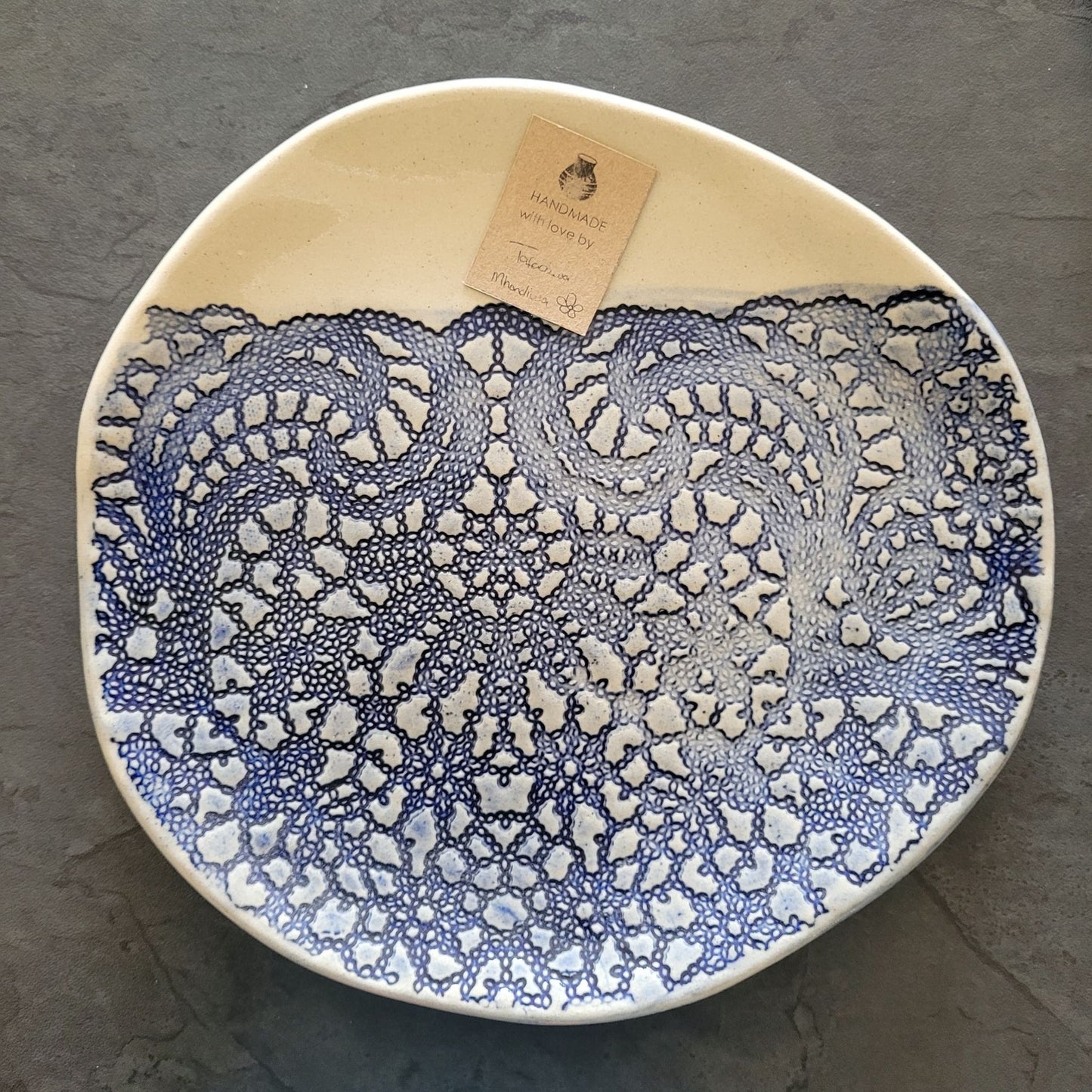 Blue Lace Embossed Ceramic Side Plates | Set of 2