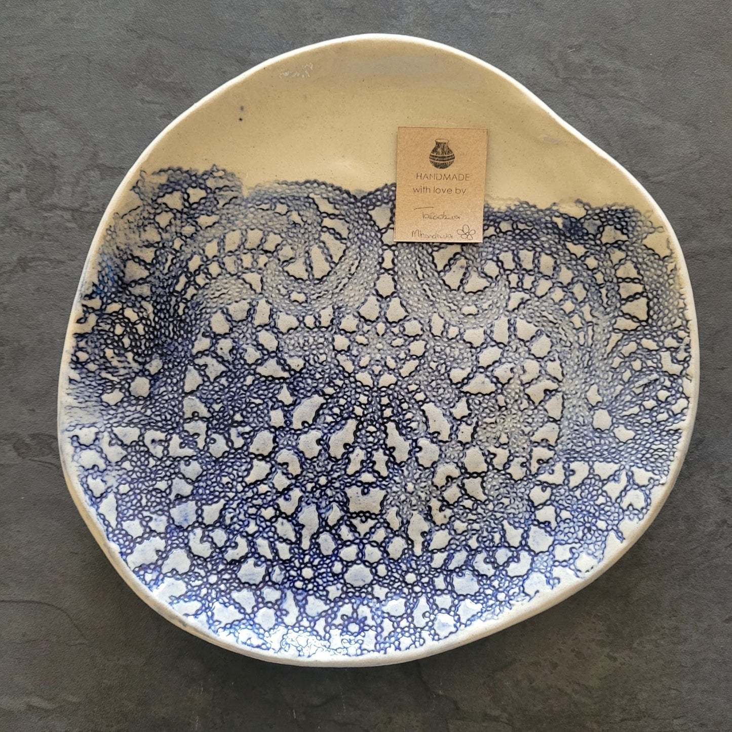 Blue Lace Embossed Ceramic Side Plates | Set of 2