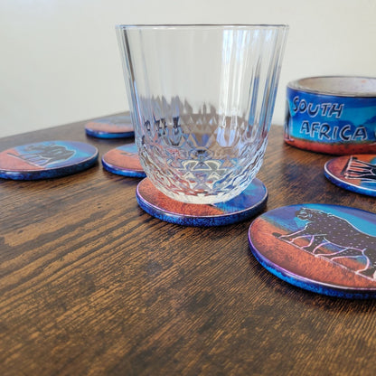 Earth & Artisan South African Wildlife Stone Coaster Set | The Safari Sip