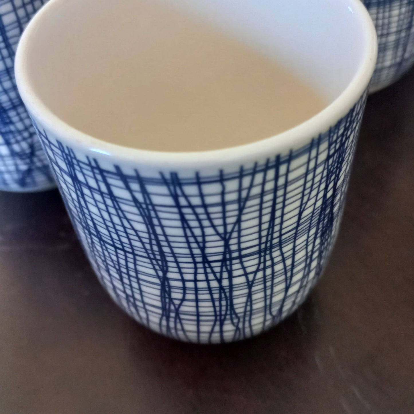Blue Cross-Hatch Ceramic Tea Set