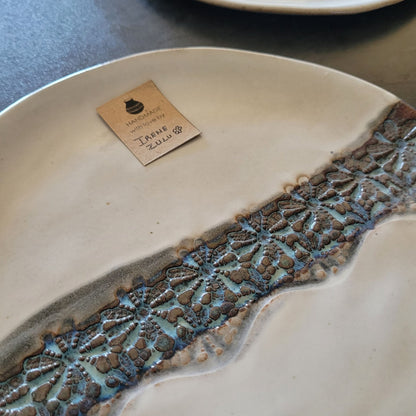 Earth & Artisan Stone White Embossed Side Plates | Set of 2